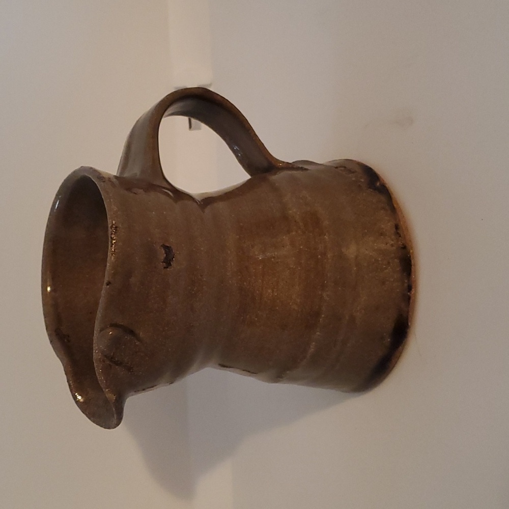 Brown Pottery Creamer 5" tall